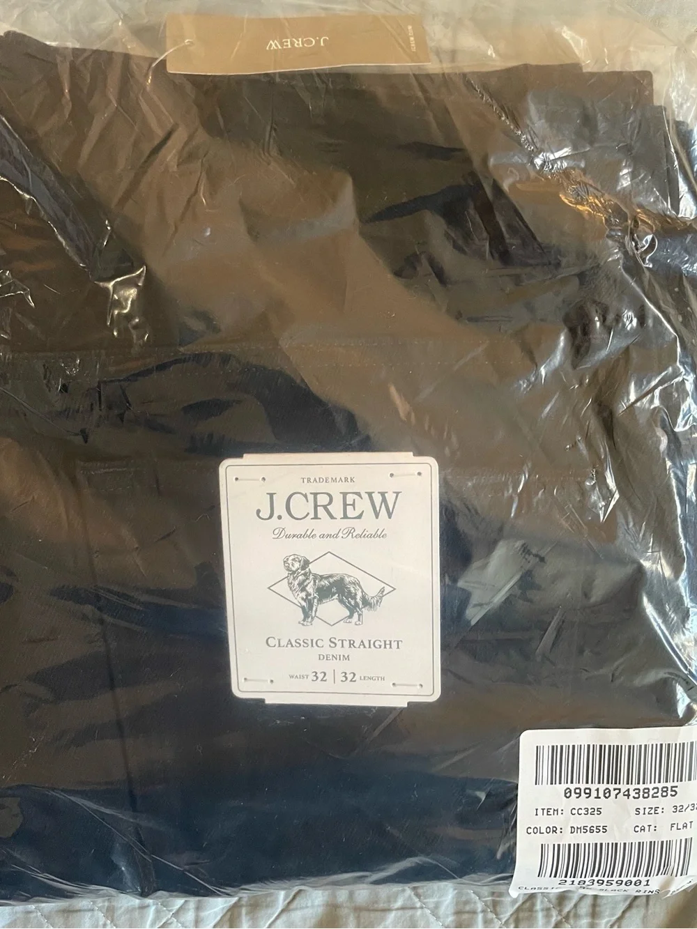 J. Crew Classic Straight jean in black rinse Size 32/32 NWT $168 CC325